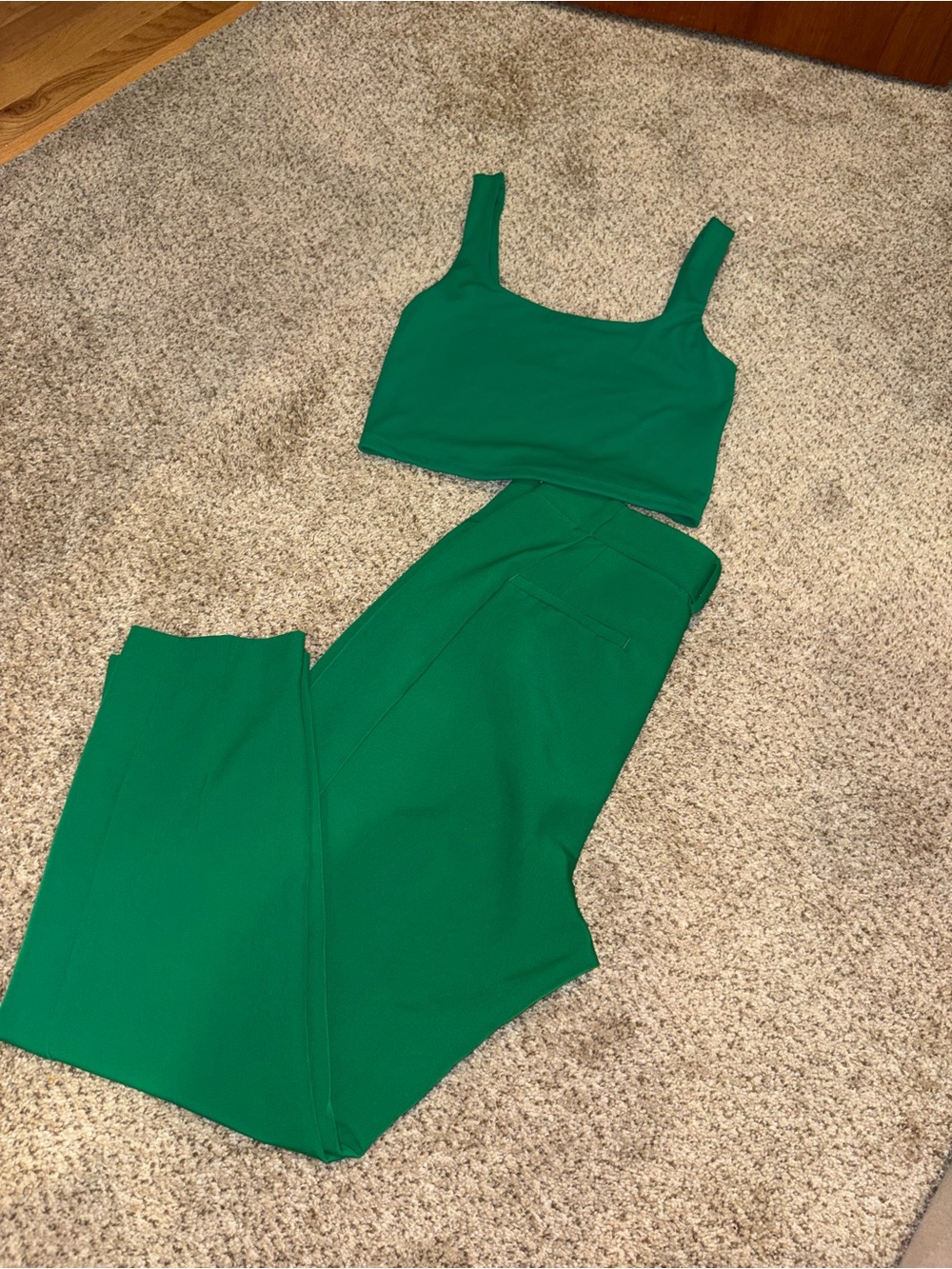 Express Emerald Green Wide-Leg Jumpsuit Set